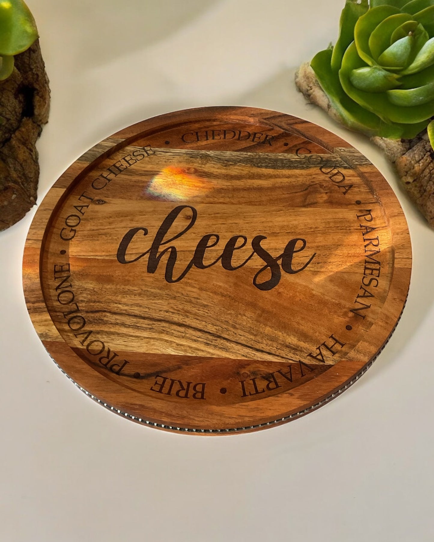 Cheeses types round lazy susan